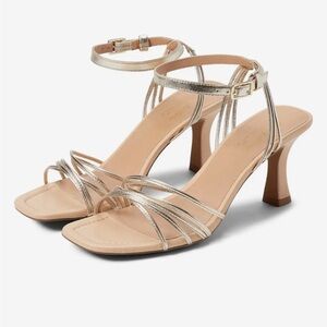 New Seychelles Starboard Strappy Heel Sandal Gold Metallic Leather- 10 M
